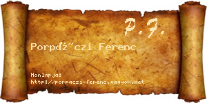 Porpáczi Ferenc névjegykártya