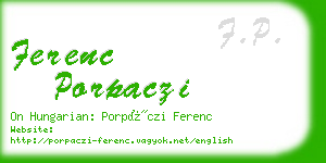 ferenc porpaczi business card